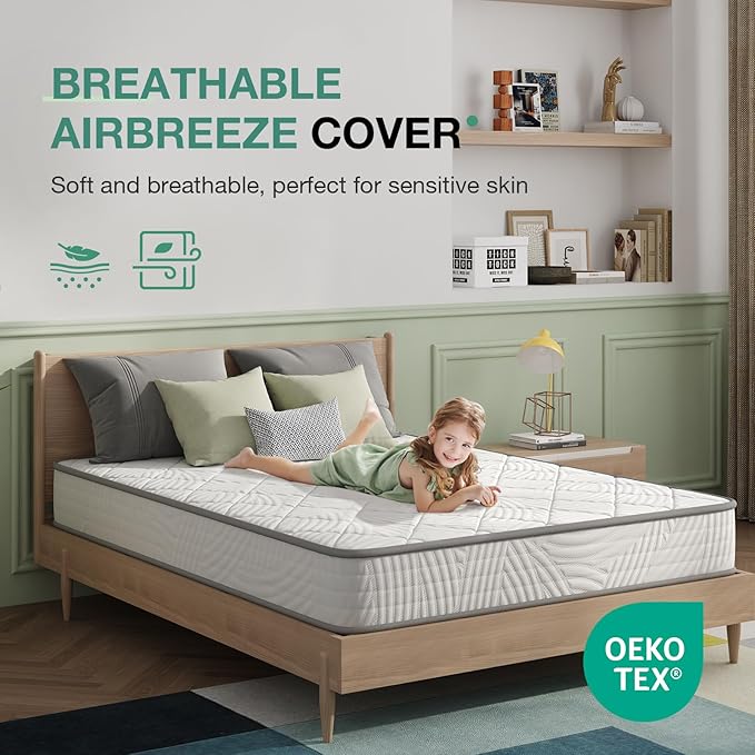 Novilla Twin XL Mattress 8 inch, Hybrid Twin XL Size Mattress in a Box, Innerspring Mattresses with Comfortable & Breathable Foam, Supportive Mattresses for Back Pain Relief, Certipur-Us Certified