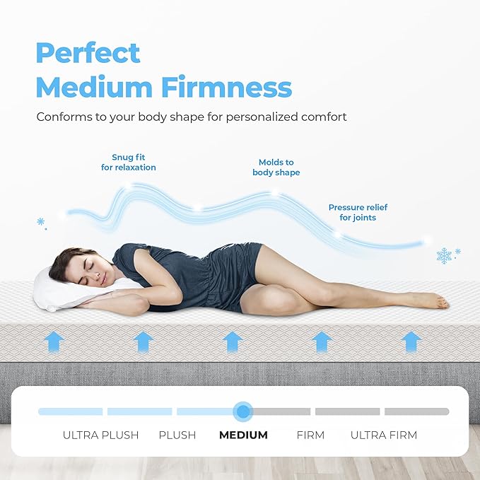 Neo Sleep 6 Inch Queen Cooling Gel Memory Foam Mattress Medium Firm CertiPUR-US Certified Foam, Mattress in a Box Enhanced Pressure Relief Removable Soft Cover No Fiberglass (Queen, 6 in)
