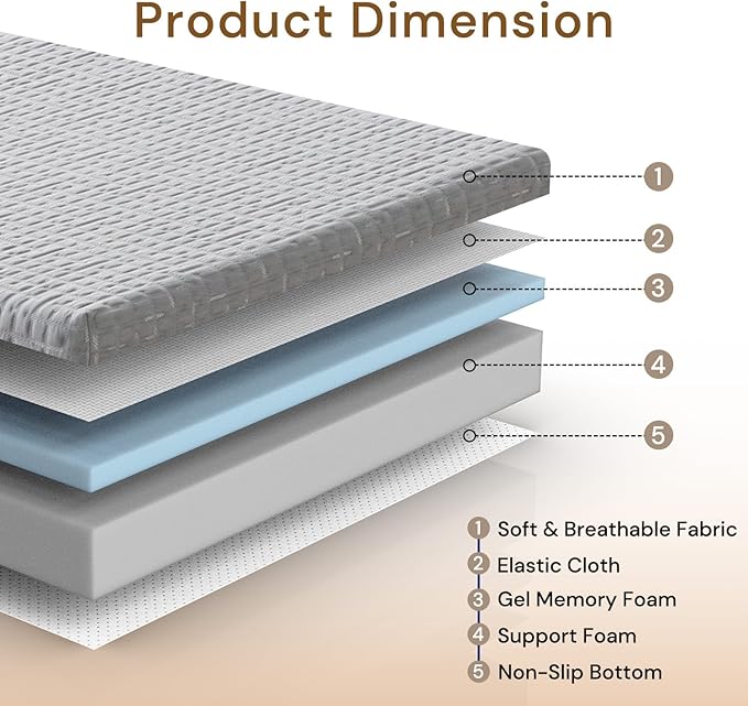 Foldable Mattress, 3 Inch Memory Foam Guest Floor Mat, Tri Folding Portable Mattress for Living Room/Camping, Washable Cover, Non-Slip Design, Twin Grey (Size: 38" L x 74" W x 3" Th)