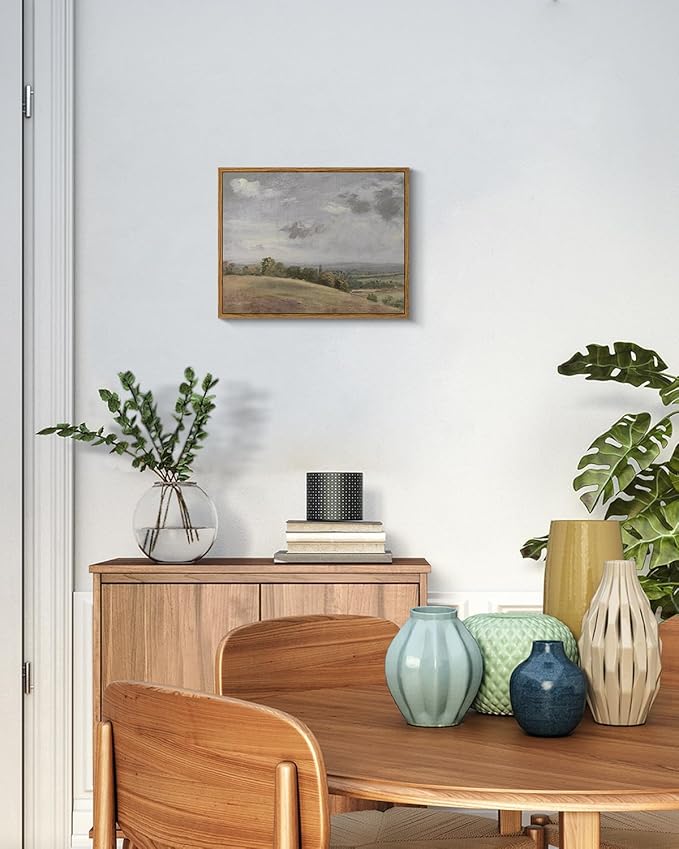 InSimSea Framed Canvas Wall Art Vintage Decor, Landscape Wall Art, Farmhouse Wall Art for Living Room, Rolling Hills Wall Painting Pictures for Bedroom Wall Decor, 11"x14"