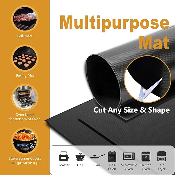 Oven Liners for Bottom, Large Thick Heavy Duty 100% Non-stick Reusable Teflon Mat, Baking Mat for Electric, Gas, Toaster Ovens, Grills, Kitchen Friendly Cooking Accessory (16.25x23)