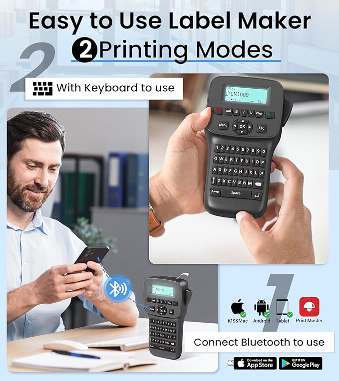 Label Maker Machine with-Tape, Rechargeable Label Makers Portable with Keyboard, LM1600 Heat Shrink Label Maker Waterproof-Labels, Cable Wire LabelMaker Labeler for Industrial Office Network