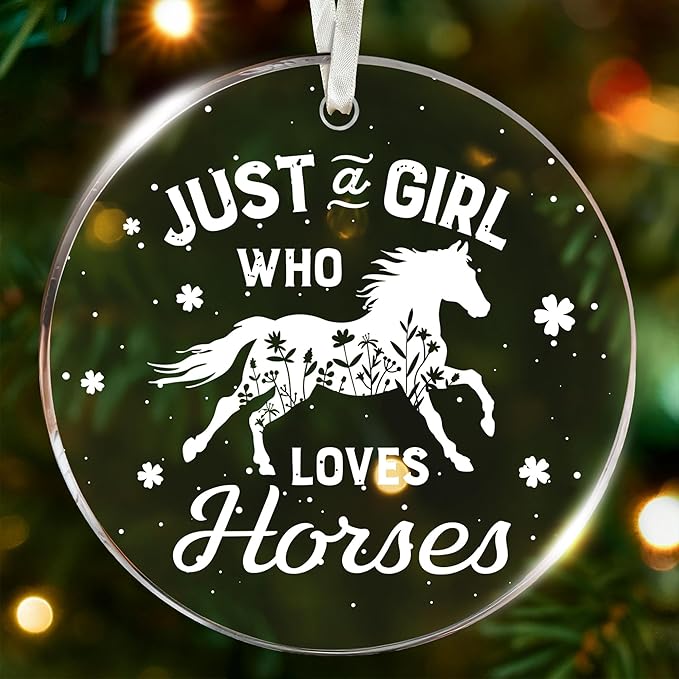 Horse Gifts for Girls - Horse Ornaments for Christmas Tree, Unique Gifts for Women & Cowgirl Gift, Acrylic Western Ornaments, for Horse Lovers & Kids