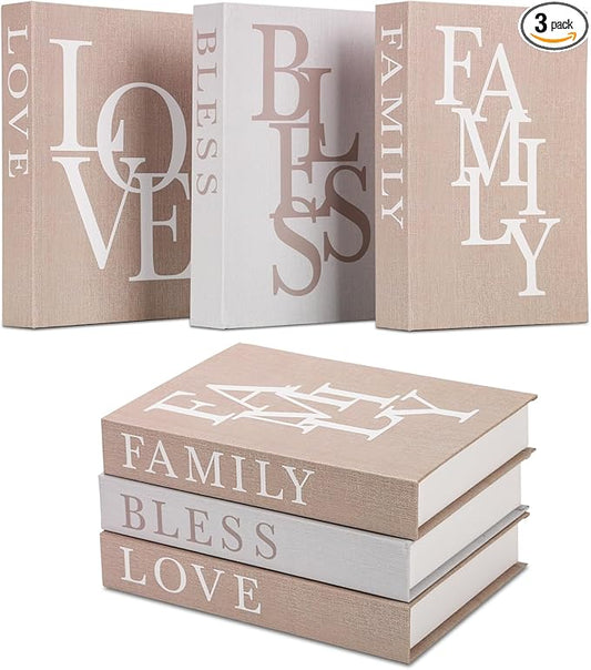 Beautiful Decorative Coffee Table Books for Home Decor,Set of 3 Modern Faux Decorative Boxes for Office/Bookshelf/Mantle Decor,Aesthetic Fake Books for Decoration,Photo Storage and Keepsake Box