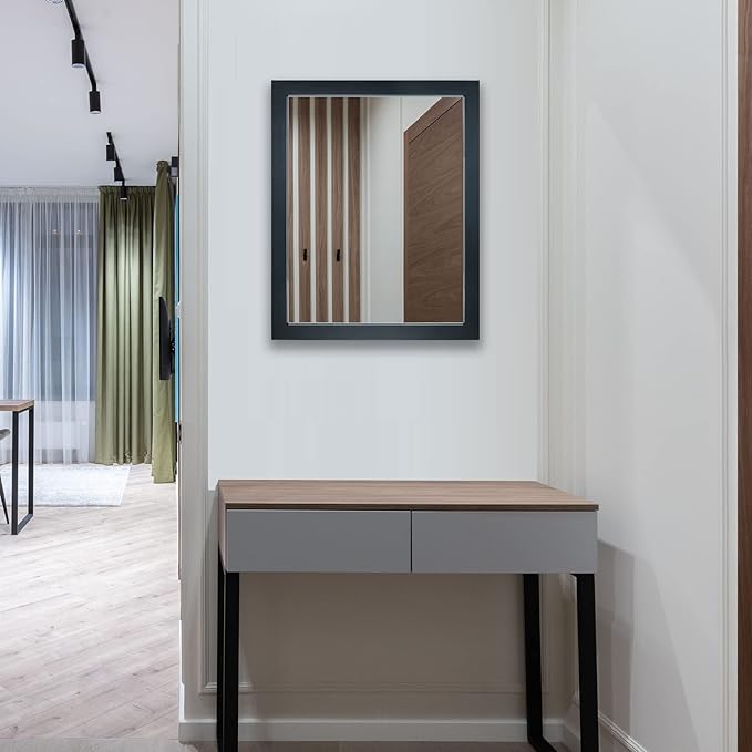 BOMINICA Rectangular Wall Mirror Framed Wall Mirror 16” x 20” for Bathroom, Living Room, Vanity, Black