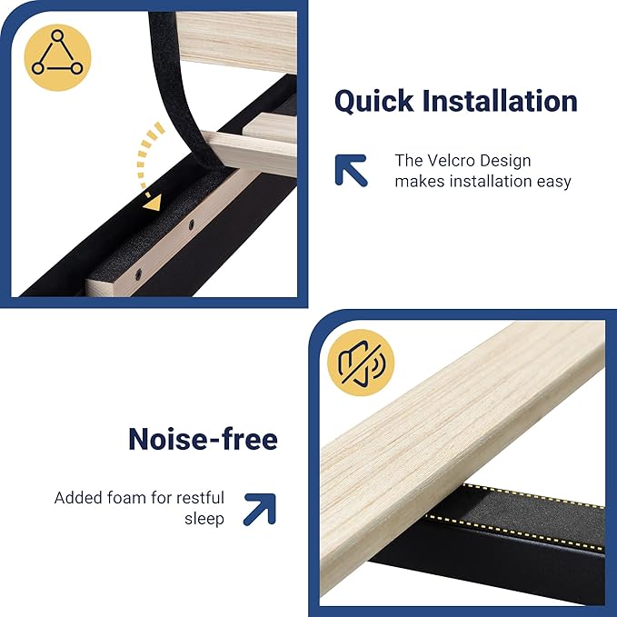 Allewie Upholstered Full Size Platform Bed Frame with LED Light and Charging Station, Button Tufted High Headboard, Wingback Design, Noise Free, Easy Assembly, No Box Spring Needed, Black