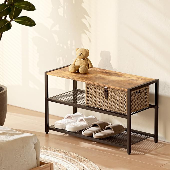 Shoe Rack, 3-Tier Shoe Shelf with Dense Metal Mesh, Durable Industrial Freestanding Shoe Rack for Front Door Entrance, Hallway, Entryway, Living Room, Bathroom (25" Dx11.02 W x15.75 H)