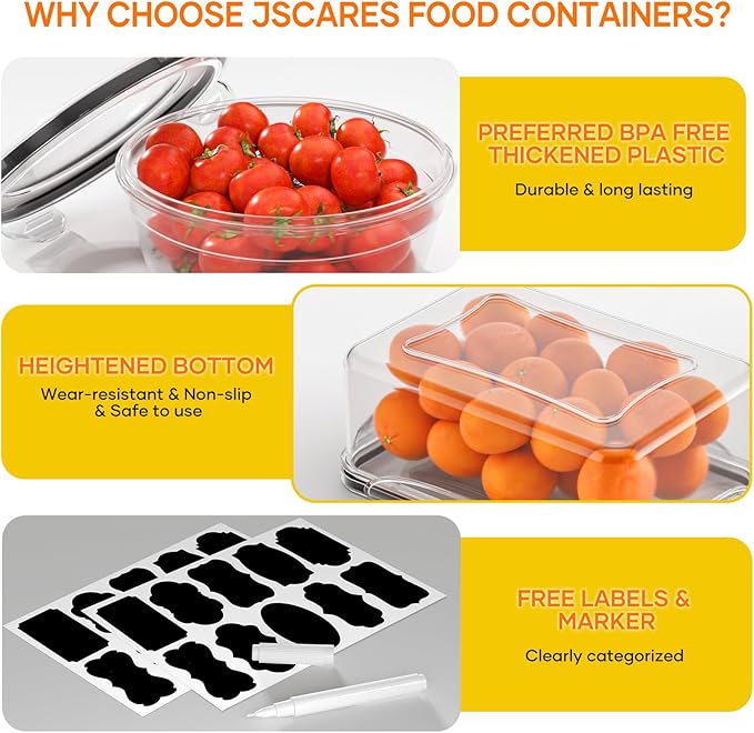 52 PCS Food Storage Containers with Lids Airtight (26 Lids & 26 Containers)- Reusable Plastic Leakproof Meal-Prep Container for Kitchen Storage Organization Microwave/Dishwasher Safe with Labels & Pen