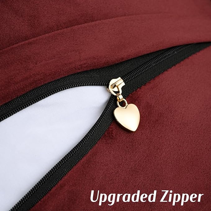 FUTEI Burgundy Chenille Throw Pillow Covers 18x18 Inch Set of 2,Soft Cozy Bound Edge Design Cushion Case,Home Decor for Couch Bed Living Room