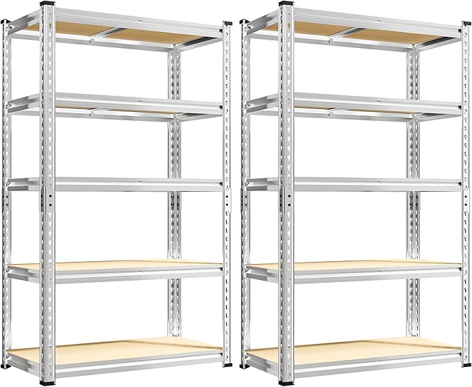 REIBII Storage Shelves 2020LBS Garage Shelving 5 Tier Heavy Duty Shelving Adjustable Pantry Shelves for Kitchen Warehouse Basement 28" W x 12" D x 59.8" H, 2 Pack
