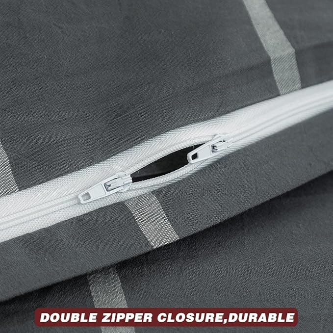 FACE TWO FACE Bedding Duvet Cover Set100% Washed Cotton Duvet Cover Linen Like Textured Breathable Durable Soft Comfy (King, Light Gray)