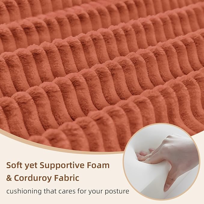 Rovibek 4-in-1 Convertible Sleeper Sofa Bed Queen Size, Foldable Floor Couch Corduroy, Folding Futon Sofa Beds with Pillow and Fixed-Shape Frame, Suitable for Living Room, Bedroom, Lounge, Orange