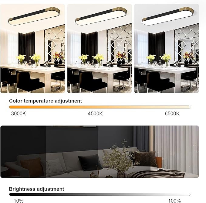 Tioolo Dimmable LED Ceiling Lights Flush Mount Ceiling Light 4FT LED Wraparound Light with Remote Linear Light Fixture for Kitchen Laundry Closet Garage Office Hallway (60W/3000-6500K)