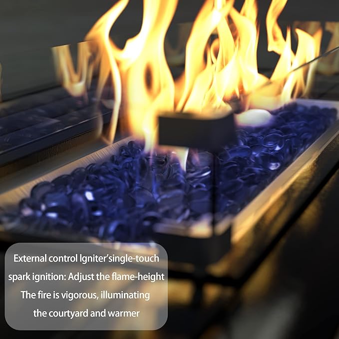 Kurapika 13 Pieces Patio Furniture Set, Rattan Wicker Outdoor Conversation Sets w/43in Propane Fire Pit Table, Swivel Rocking Chairs Patio Sectional Sofa w/4 Inch Cushion, Grey