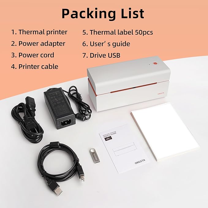 ORGSTA USB Shipping Label Printer - T001 4x6 Thermal Label Printer for Small Business, High Speed Label Printers for Shipping Package, Used for Ebay, Amazon, Shopify, Etsy, USPS, FedEx(USB Only)