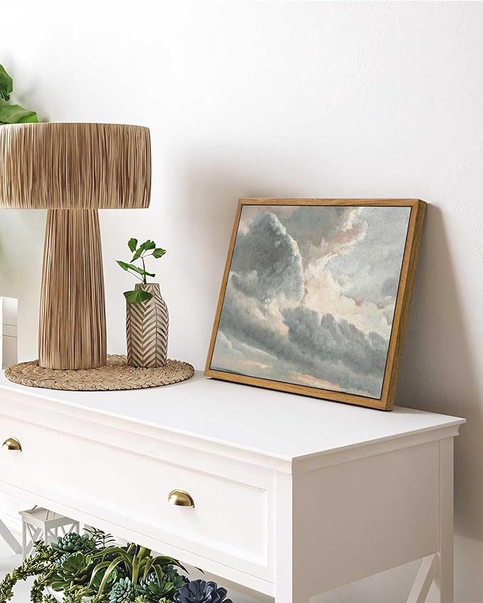 InSimSea Framed Canvas Wall Art Vintage Decor, Study of Clouds Oil Painting Wall Prints, Home Decor Wall Art for Farmhouse Office Bathroom Decor, 9"x11"