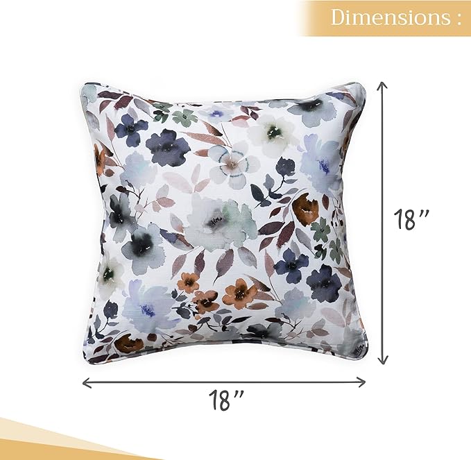 Maison d' Hermine Decorative Pillow Covers 18 x 18 Inch Square 100% Cotton Throw Pillow Covers with Invisible Zipper Cushion Case for Living Room Couch, Chair, Sofas, Bedroom, Home (Blossom - Flora)