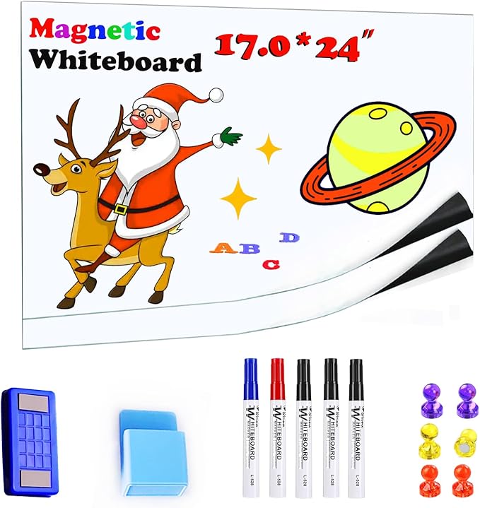 Magnetic Dry Erase Whiteboard Paper 17" x 24" Self Adhesive White Board Sticke with Marker, Magnetic Eraser, Magnets for Kid Whiteboard Stick Wall Peel and Stick Wallpaper Office Home
