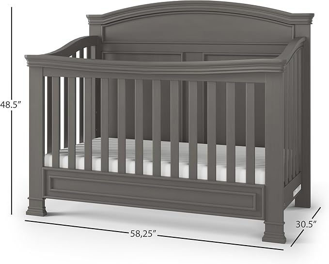 Child Craft Legacy Westgate 4-in-1 Convertible Crib, Baby Crib Converts to Day Bed, Toddler Bed and Full Size Bed, 3 Adjustable Mattress Positions, Baby Safe Finish (Chelsea Gray)