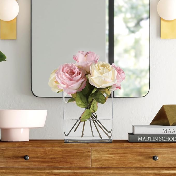 Acrylic Cube Vases Set of 3, Clear Square Vases, Shatterproof Flower Vase Decorative Centerpiece for Home, Wedding, 4”+5”+6”