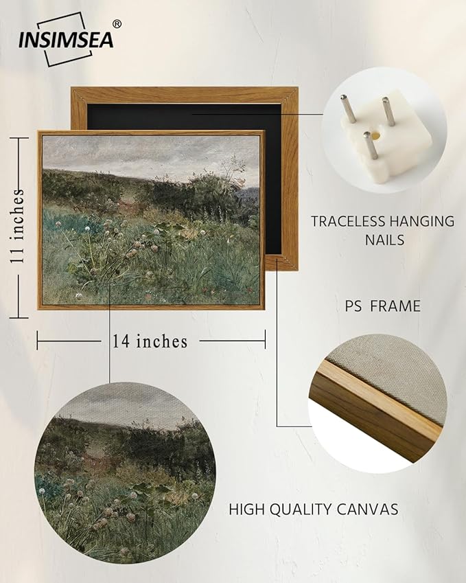 InSimSea Framed Canvas Wall Art Vintage Decor, Rustic Wall Art Room Decor, Classical Paintings for Wall Decorations, Home Kitchen Farmhouse Bathroom Wall Decor, 11"x14"