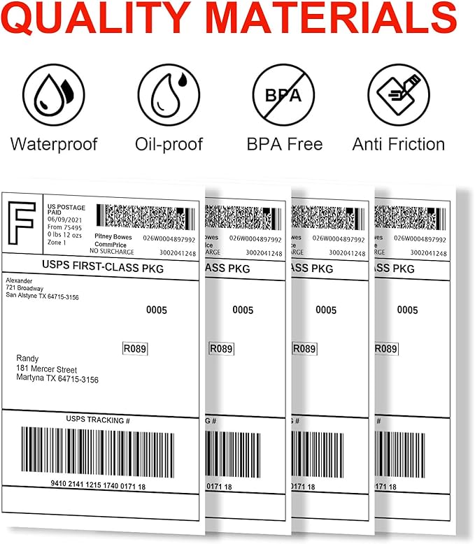 Direct Thermal Labels 4x6-450 Labels/Roll, Thermal Shipping Labels for Zebra 2844 ZP-450 ZP-500 ZP-505,2 Rolls,900 Labels(NOT for DYMO)