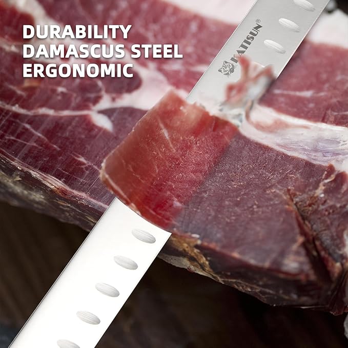 Slicing Carving Knife, 13 Inch Ultra Sharp German Premium Stainless Steel Brisket Knife for Slicing Roasts, Meats, Fruits and Vegetables, Full Cut, Ergonomic Handle Design