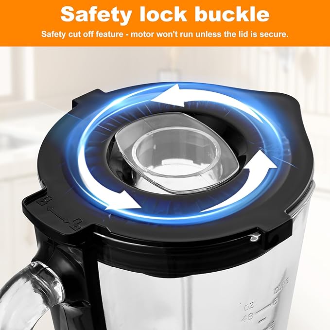 Blender,Blenders for Kitchen,Glass Blender for Shakes and Smoothies,crush ice,51 oz Glass Jar,Simple Speed Dial,6 Stainless Steel Blades, Ice Crusher with Speed Control, Silver.