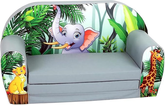 Delsit Kids Couch for Toddlers - 2 in 1 Convertible Foam Sofa to Lounger, Comfy Flip Out Lounge Chair for Children, Made in Europe