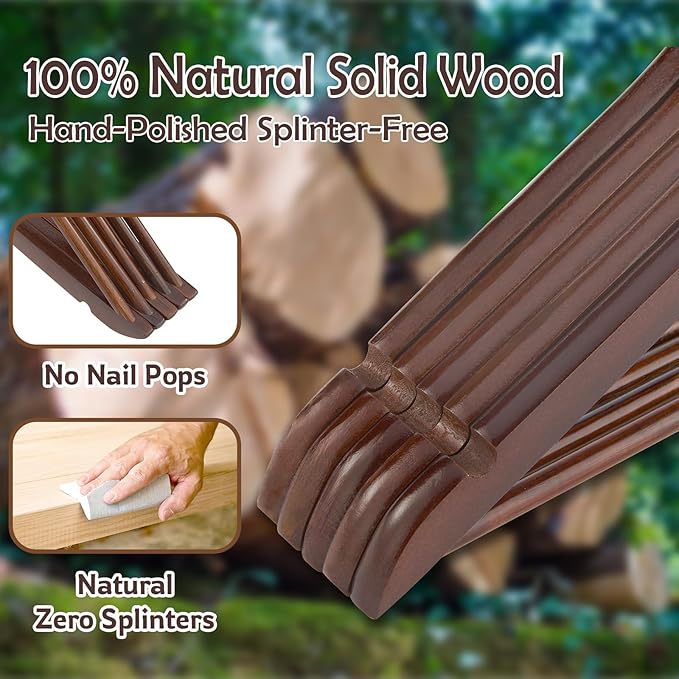 ELONG HOME Wooden Hangers, 20 Pack Coat Hangers with Extra Smooth Finish, Precisely Cut Notches and Chrome Swivel Hook, Wooden Clothes Hangers for Shirt Suit Jacket Dress