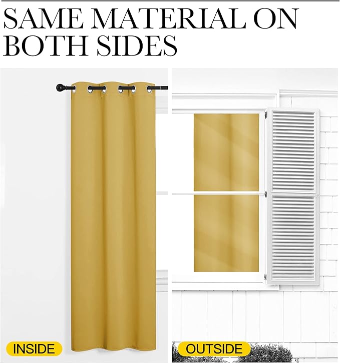 NICETOWN Yellow Blackout Drapes - Window Treatment Light Blocking Privacy Curtain Panels for Home Decoration (Set of 2, 42 inches by 95-inch)