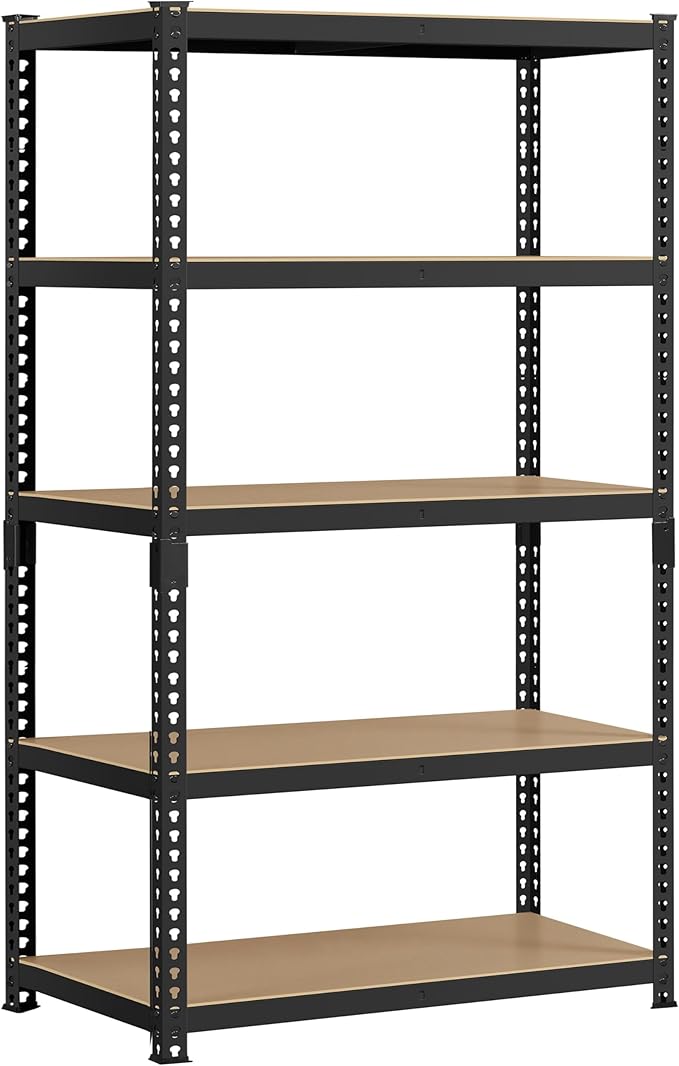 Yaheetech Storage Shelves 5 Tier Garage Shelving Heavy Duty Garage Shelves Adjustable Metal Shelving Unit Utility Rack Industrial Shelving for Warehouse Pantry Closet, 35.5″W × 17.5″D × 72″H, Black