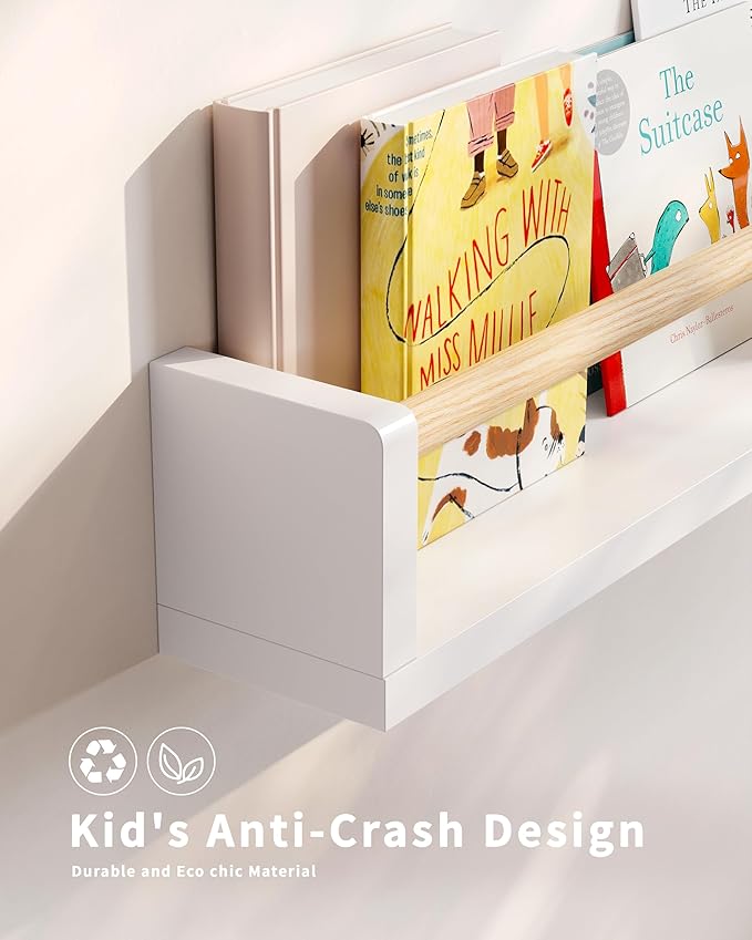 Nursery Book Shelves - 4 Pack, Wall Book Shelves for Bedroom, Kids, Play Room, Nursery Decor