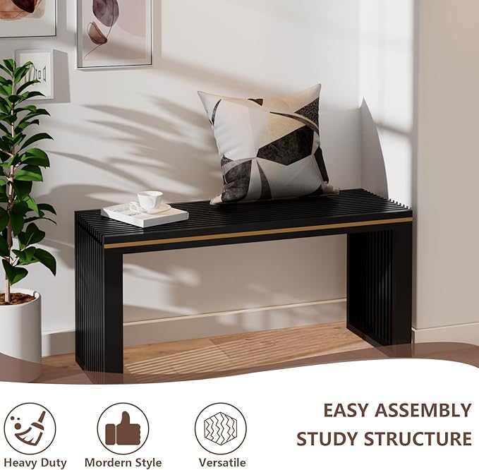 Bamboo Dining Bench Indoor Long Entryway Shoe Rack Benchs,Outdoor Modern Wood Benches 35 Inch Bamboo Bench for Living Room Hallway Bedroom Bathroom