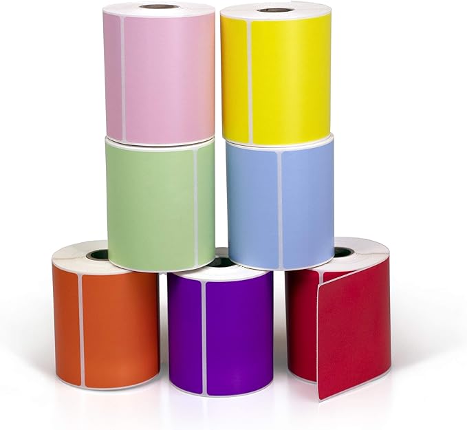 4" X 6" Direct Thermal Perforated Stickers Labels for Shipping Labels, Inventory, and Color Coding - Compatible with Zebra, Rollo, Godex and More (Teal, 12 Rolls)