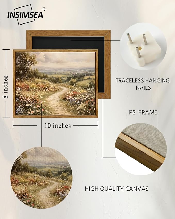 InSimSea Framed Wall Art for Living Room Flower Canvas Art Wall Decor Bedroom Floral Artwork Oil Paintings Picture Prints Rustic Gallery Boho Vintage Botanical Farmhouse Retro Farmhouse Office 8x10In