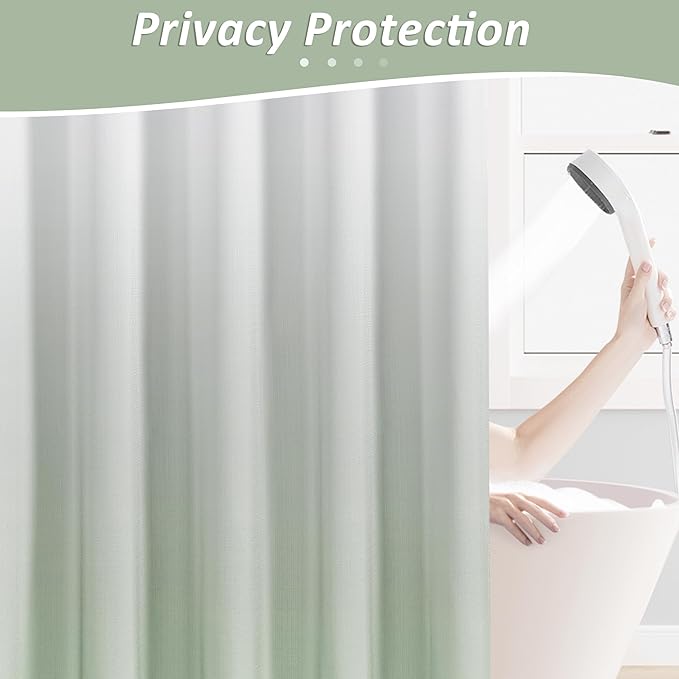 Naturoom Mist Sage Shower Curtains for Bathroom,Ombre Cloth Fabric Shower Curtain Set with 12 Hooks Denim Blue Bathroom Decor 72 x 72