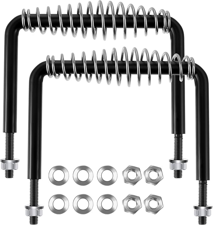 Dunzy 2 Pieces 6" Steel Spring Handle 5" Wide Overall with 1/2" Steel Rod for BBQ Pits Trailers Custom Metal Projects Wood Stove Handles Replacement Grill Barbecue Tool Sets(Black)