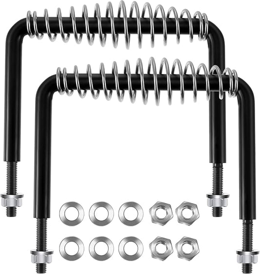 Dunzy 2 Pieces 6" Steel Spring Handle 5" Wide Overall with 1/2" Steel Rod for BBQ Pits Trailers Custom Metal Projects Wood Stove Handles Replacement Grill Barbecue Tool Sets(Black)