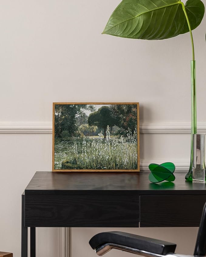 InSimSea Framed Canvas Wall Art Vintage Decor, Landscape Wall Art for Living Room, Summer Hyacinths Vintage Prints Wall Decorations for Living Room Bedroom Office, 11"x14"