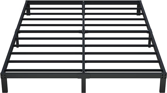 8 Inch Bed Frame Queen Size No Box Spring Needed, Heavy Duty Queen Platform Metal Bed Frame Support Up to 3000 lbs, Easy Assembly, Noise Free, Black