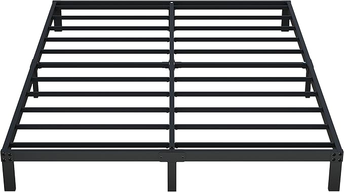 King Size Bed Frame No Box Spring Needed, 8 Inch Heavy Duty King Platform Bed Frame Support Up to 3000 lbs, Easy Assembly, Noise Free, Black