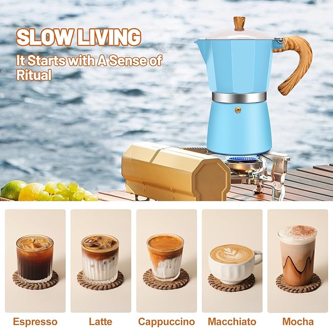 3 Cup Aluminum Espresso Stovetop Moka Pot Express Coffee Maker Percolator Italian Classic Mocha Coffee Machine for Italian and Cuban Cafe Brewing for Home & Camping 150ml 5oz