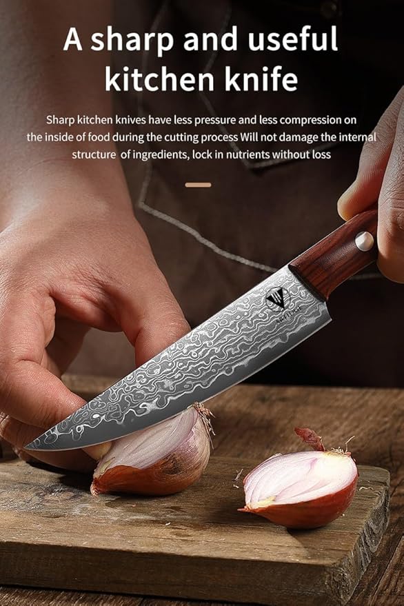 4.7" Paring Knife Damascus Steel Fruit Knives - 67-Layer Forged Kitchen Peeling Knife with Natural Solid Wood Handle Kitchen Utility Knives, 15° Double-Edged Blade, Ultra-Sharp & Durable