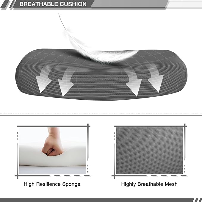 Qulomvs Mesh Ergonomic Office Chair with Footrest Home Office Desk Chair with Headrest and Backrest 90-135 Adjustable Computer Executive Desk Chair with Wheels 360 Swivel Task Chair