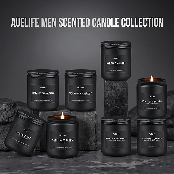 Scented Candles Set - 8 Pack Soy Jar Candle for Home Scented, Aromatherapy Candle Gifts for Men, Women and Birthday, Masculine Home Fragrance Candle
