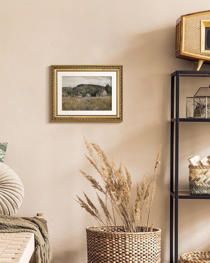 VIYYIEA Gold Framed Wall Art Canvas Print Home Decor Vintage Landscape Art Prints Wall Decor Abstract Serene Countryside Scene Wall Prints Mid Century Modern Decor for Living Room Bedroom 11x14in