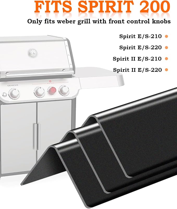 7635 Flavorizer Bars 15.3 Inch for Weber Spirit Grill Parts Spirit 200 & GS4 Spirit II 200 E/S210 Grill Parts with Front Control, 3 Pcs Grill Flavor Plate for Weber 69785 68949