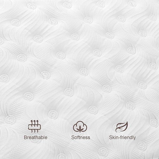 Hybrid Mattress with Gel Memory Foam and Individually Pocket Innerspring Mattresses Medium Firm for Motion Isolation, Edge Support, 100 Night Trial (10 Inch- Black & White, King)