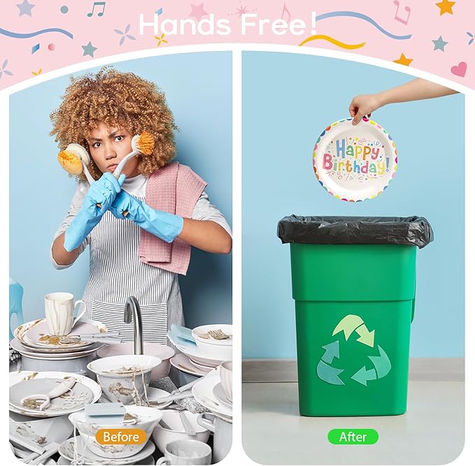 100pcs Birthday Party Plates Disposable Tableware Set Colored Semicircles Paper Plates for 25 Guests Party Supplies Baby Shower(Include 7" & 9" Plates, Cups and Napkins)